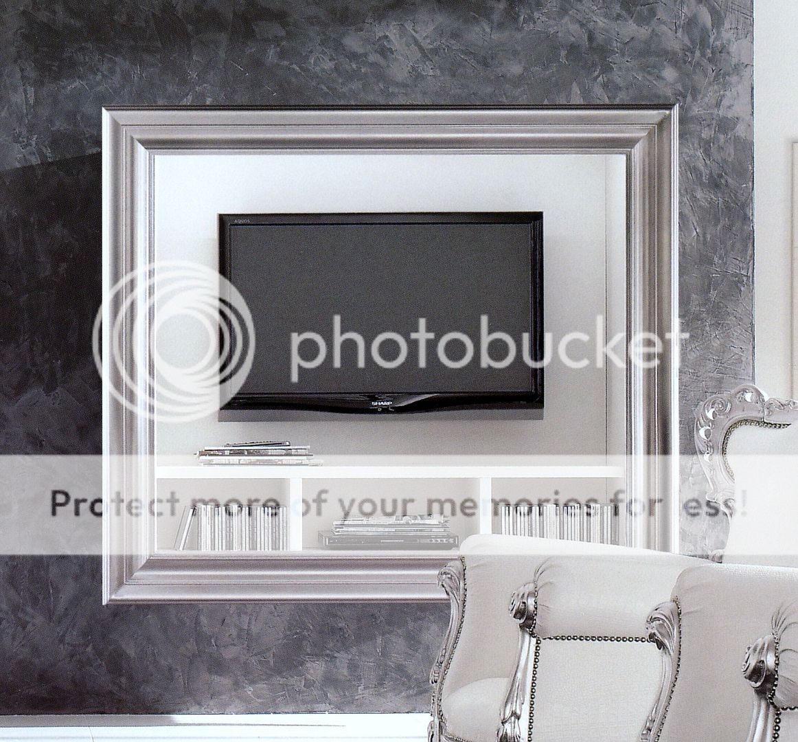 Porta tv vogue linear cornice legno foglia oro/argento laccata ...