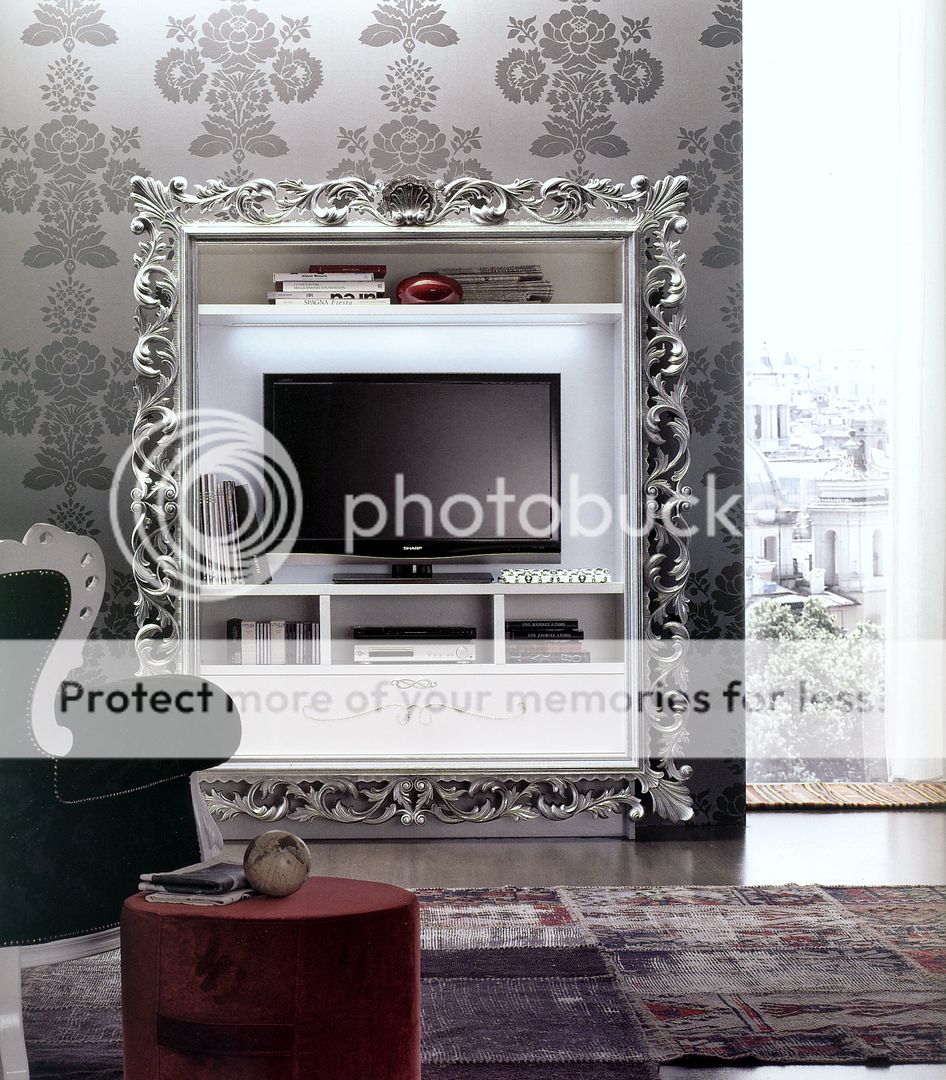 Porta tv vogue cornice legno foglia oro/argento/laccataxsoggiorno ...