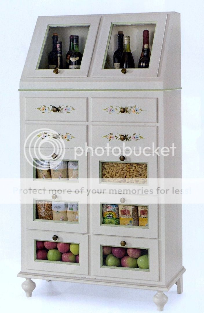 Dispensa madia in pioppo laccata bianca con decori x cucina sala ... Mobili per tinello